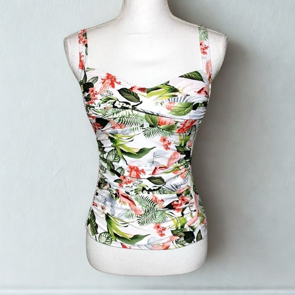 NWOT Nip Tuck Tankini Swim Top Floral Tropical Print Women Size 6